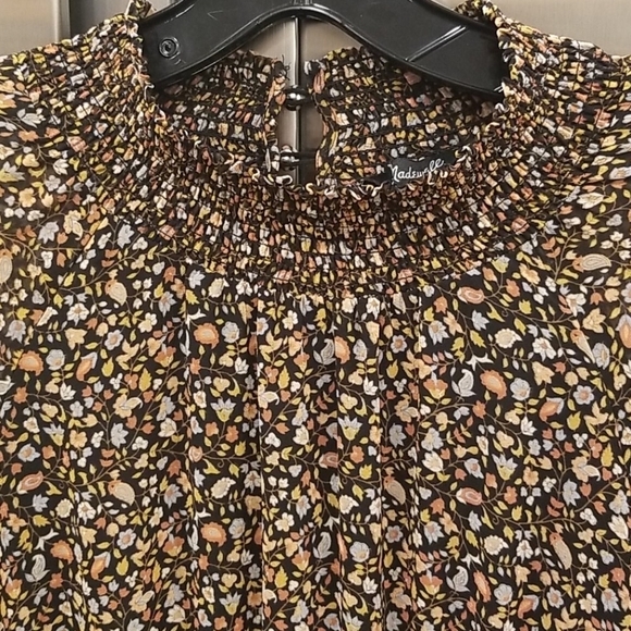 💕MADEWELL💕 Georgette Smocked-Neck Midi Dress Folktale Paisley Large L NWT - Picture 13 of 16